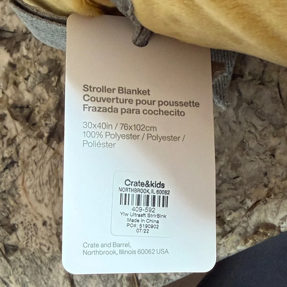 NWT Crate&Barrel Yellow Stroller Blanket